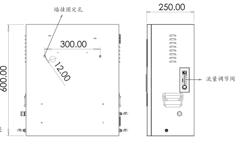 二次供水水質(zhì)在線(xiàn)監(jiān)測(cè)儀儀器側(cè)視圖